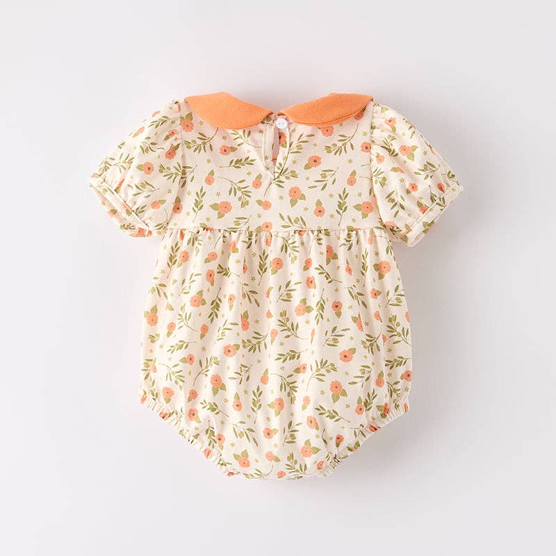 Baby Girls Fall Halloween Pumpkin Applique Bubbles Romper: 12-18M