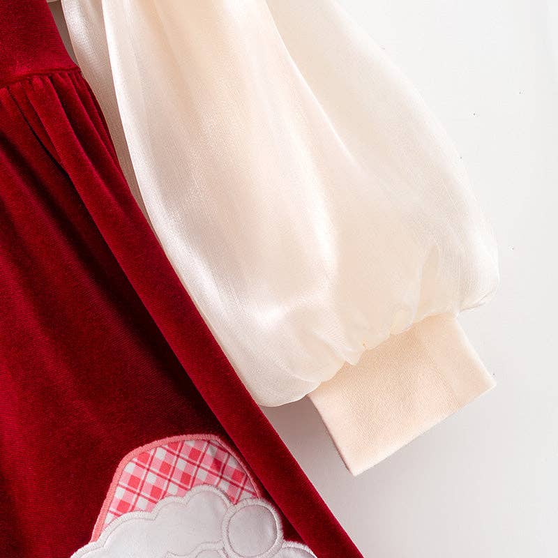 Christmas Velvet Dress & Romper Set with Embroidery – Reindeer, Tree & Santa: ROMPER SET / 12-18M