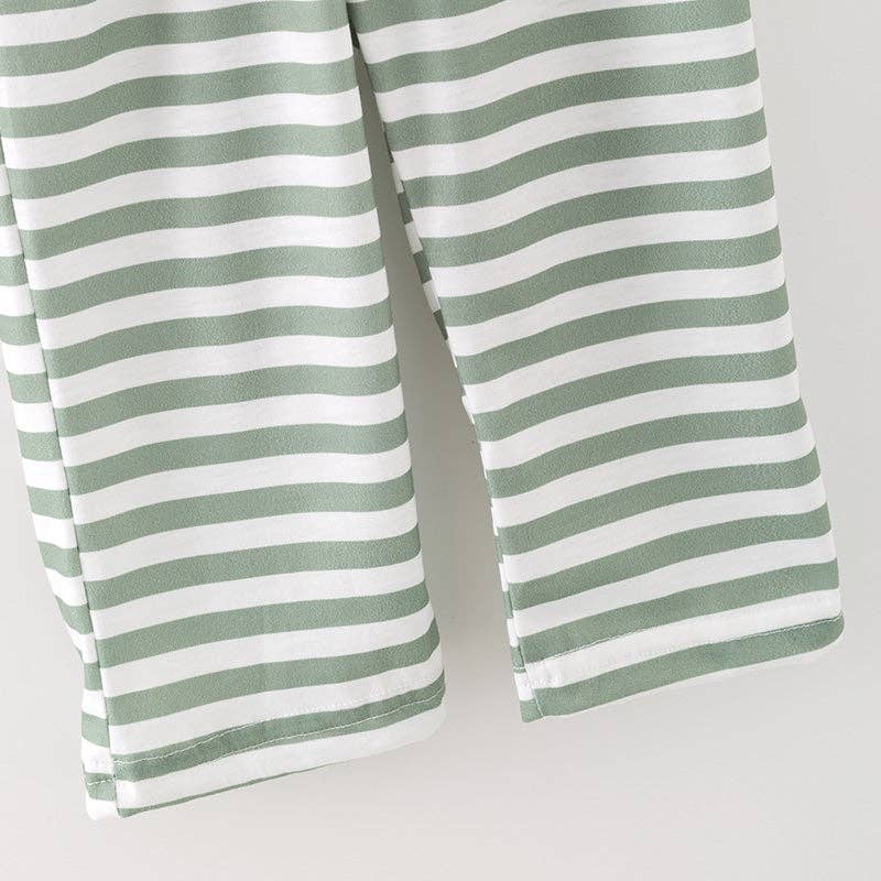 Boys Halloween Pumpkin Embroidery Smocked Stripes Pant Set: 12-18M