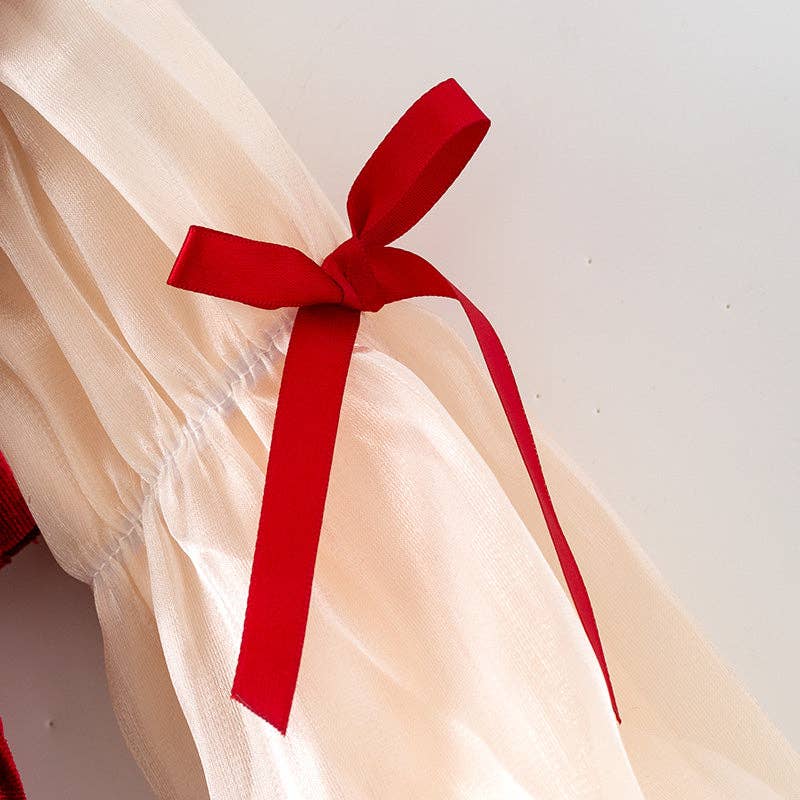 Christmas Velvet Dress & Romper Set with Embroidery – Reindeer, Tree & Santa: ROMPER SET / 12-18M