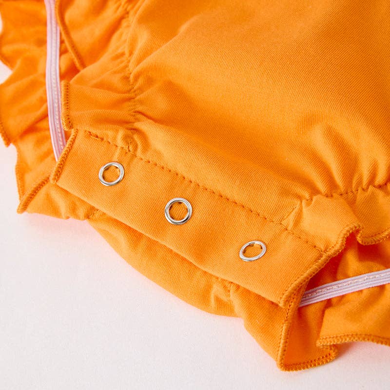 Baby Girls Halloween Pumpkin Chenille Patches Long Sleeves Romper: 12-18M