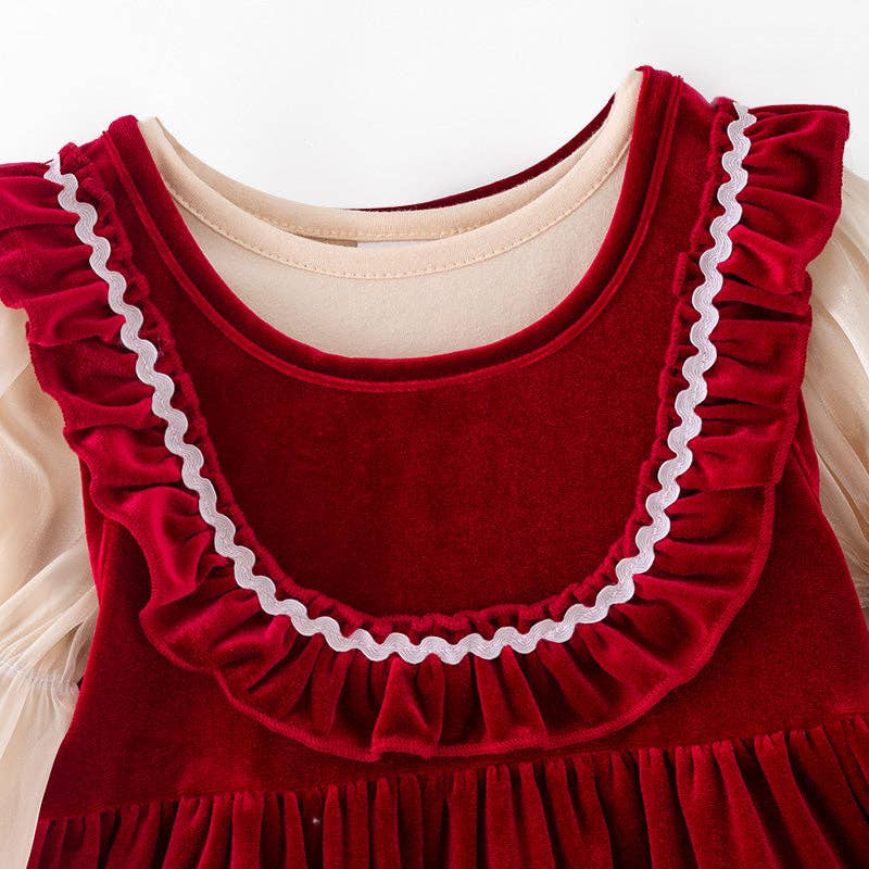 Christmas Velvet Dress & Romper Set with Embroidery – Reindeer, Tree & Santa: ROMPER SET / 12-18M