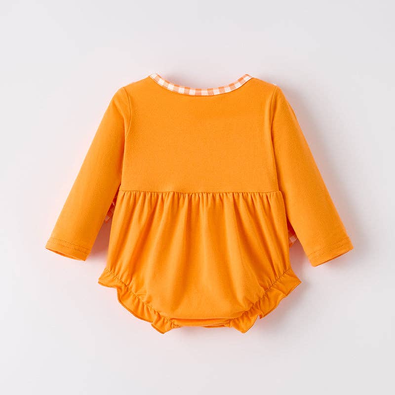 Baby Girls Halloween Pumpkin Chenille Patches Long Sleeves Romper: 12-18M