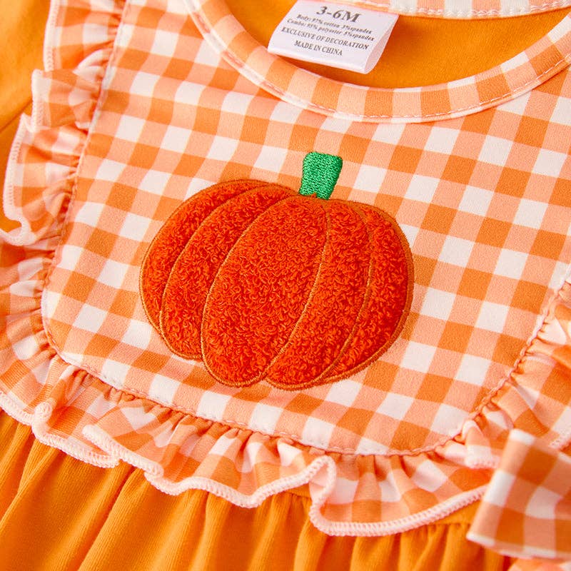 Baby Girls Halloween Pumpkin Chenille Patches Long Sleeves Romper: 12-18M