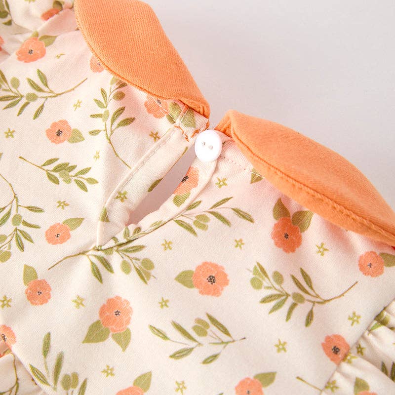 Baby Girls Fall Halloween Pumpkin Applique Bubbles Romper: 6-12M